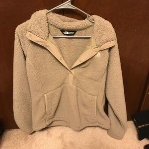 A North Face fuzzy pullover.